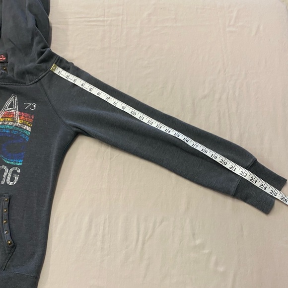 Billabong Gray Rainbow Wave Graphic Full Zip Hoodie Sweatshirt Women's Size L - Picture 4 of 6
